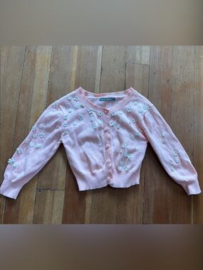 Cherokee Pink Floral Embroidered Girls' Cardigan